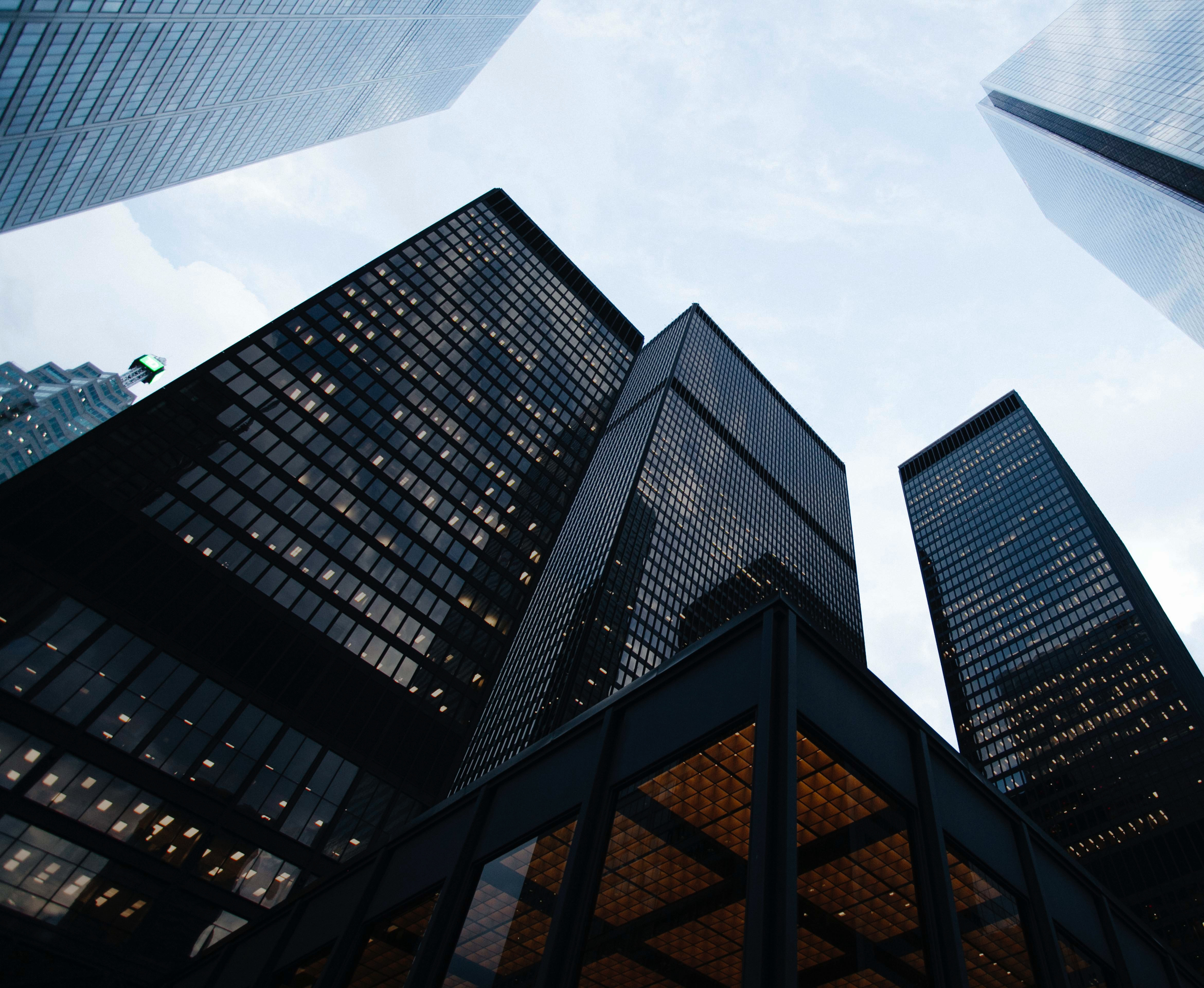 Commercial high-rise financial district towers
